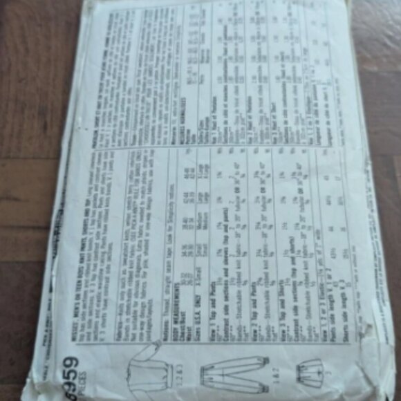 Simplicity Sewing Pattern 8959 Size M Pants Shorts Tops Vintage 1989 Joggers - Picture 2 of 2